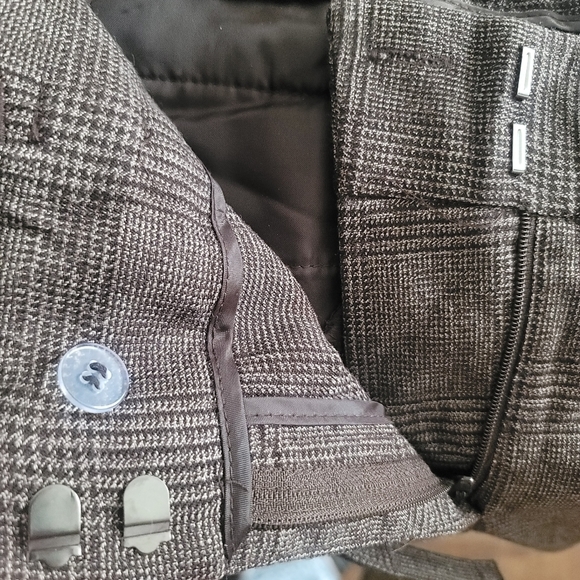 Della Spiga Checkered Wide Leg Dress Trouser Pants in Brown - Picture 12 of 13